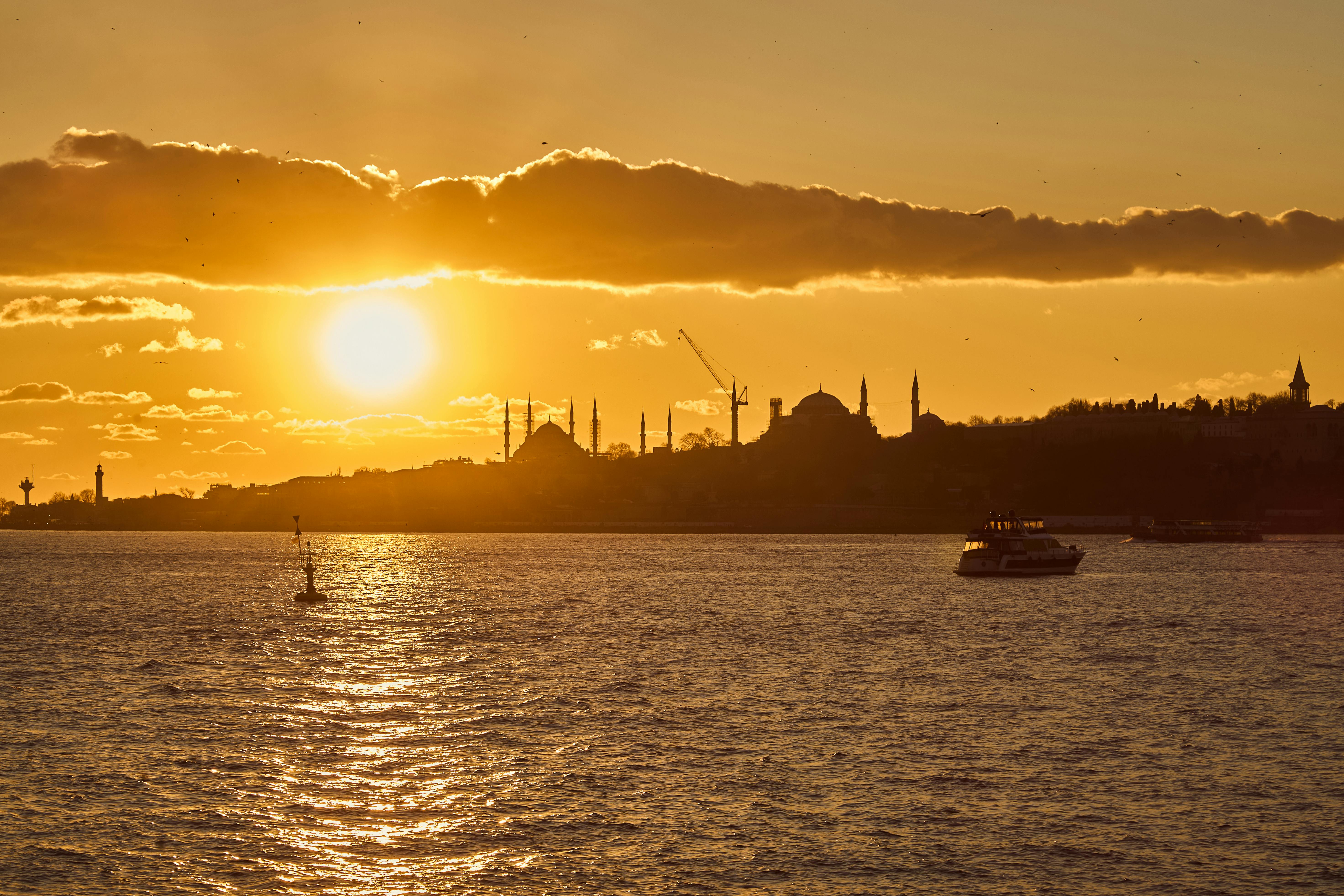 Beautiful sunset over marina