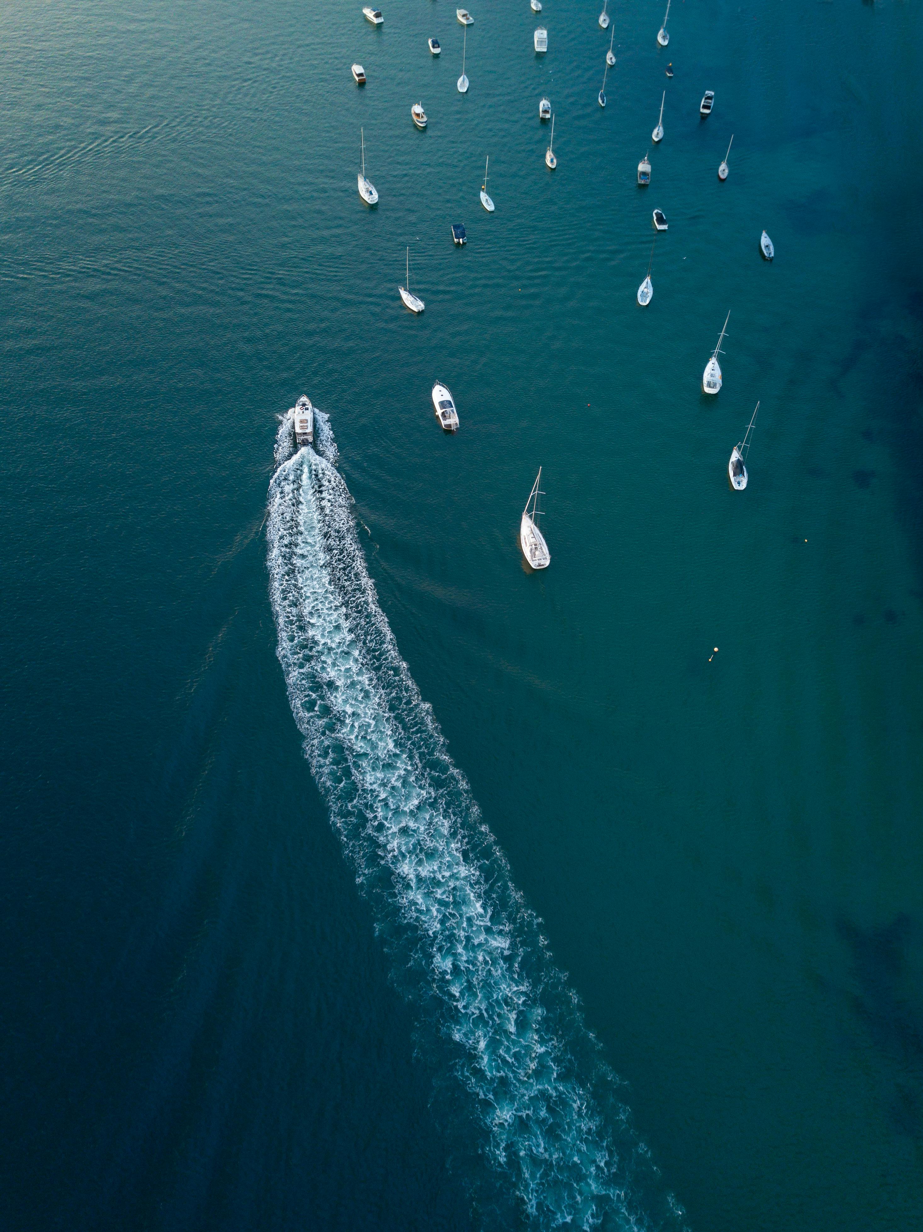 Aerial view of boats